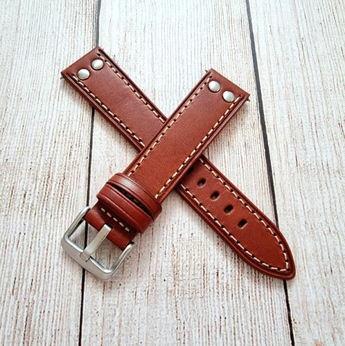 Premium Leather Watch Strap Band Rivet Stud Pilot Flieger Aviator 20 22 24 mm UK - Picture 53 of 71