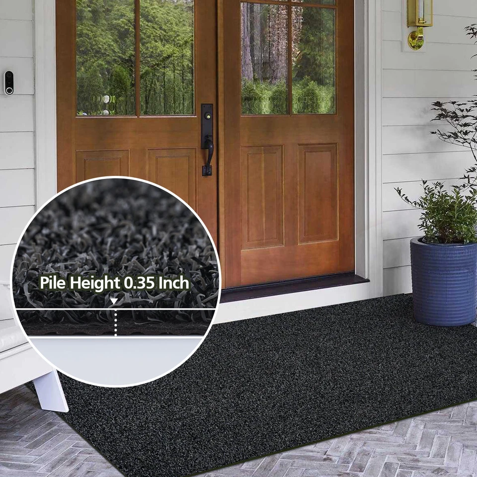 Outdoor Rug Waterproof Area Rugs Outdoor Patio Rug Carpet Entryway Mat Grey - Image 3 of 4