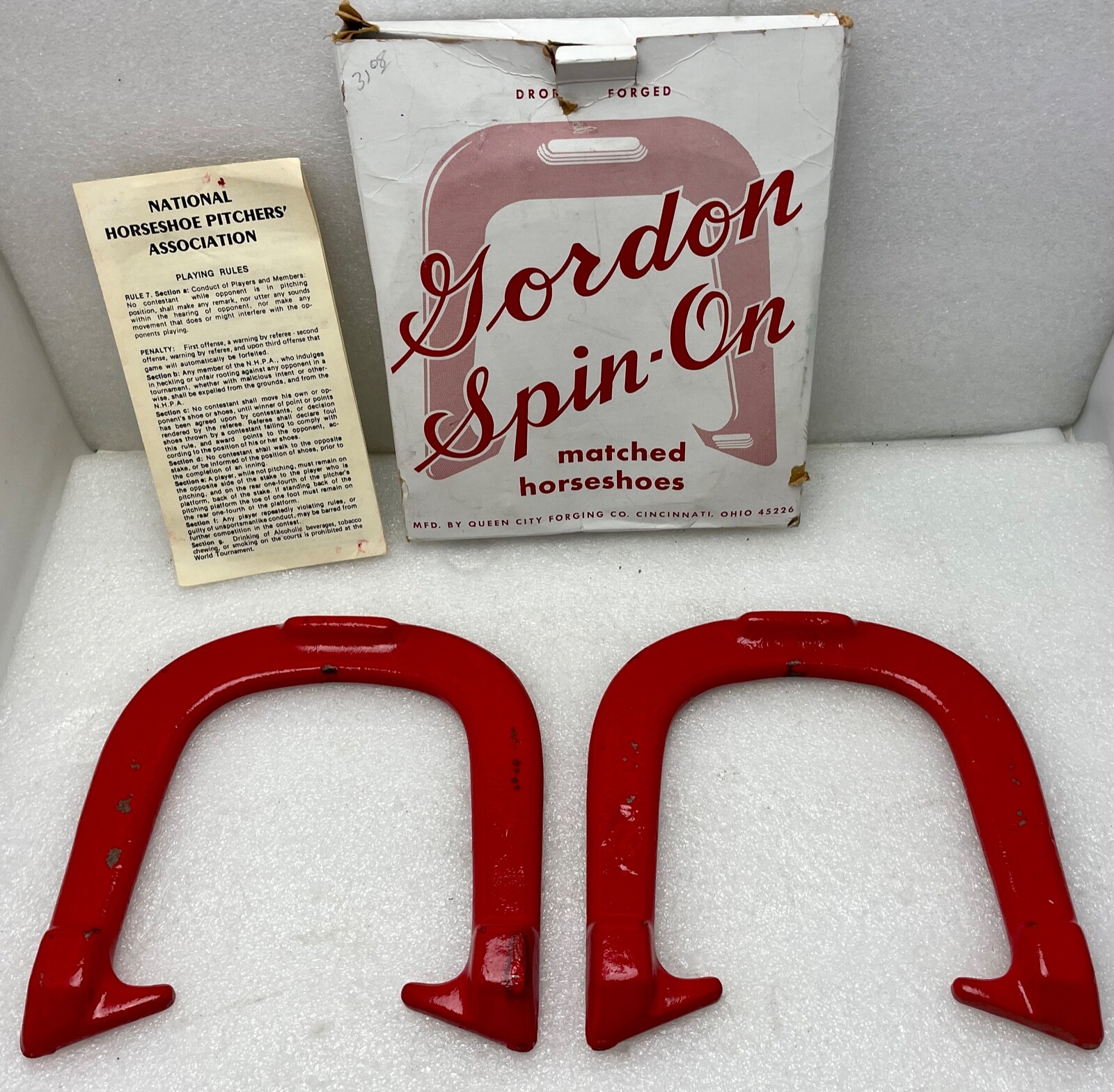 New VTG Official GORDON SPIN ON Droped Matched Horseshoes w/ Pitching