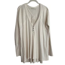 Free People We The Free Citrine Thermal Top Tee Womens Medium Ecru OB891958