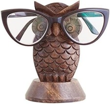 Eximious India Wooden Owl Glasses Holder Stand Reading Nightstand Eyeglass