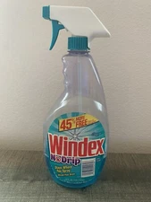 Vintage Windex NO DRIP 32 Fl Oz Bottle DISCONTINUED Bottle Prop~1/3 Full