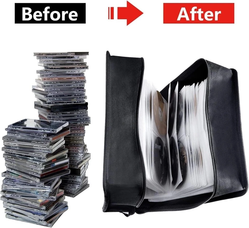 ЧЕРНЫЙ 400 дисков CD DVD органайзер. Держатель чехол для хранения сумка бумажник альбом медиа видео - Изображение 3 из 4