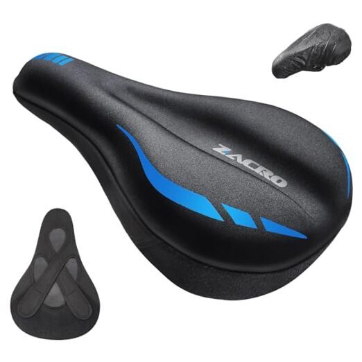 Bike Seat Cushion - Gel Padded Bike Seat Cover for Men & Women Blue Small
