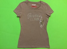 GUESS Los Angeles Women’s Short Sleeve T-Shirt Size SMALL Beige w/Yellow Tiger