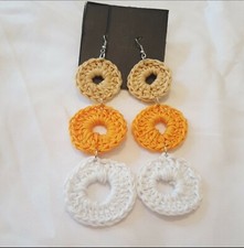 Three pair women variety crochet earrings, New. Handmade, never been worn.