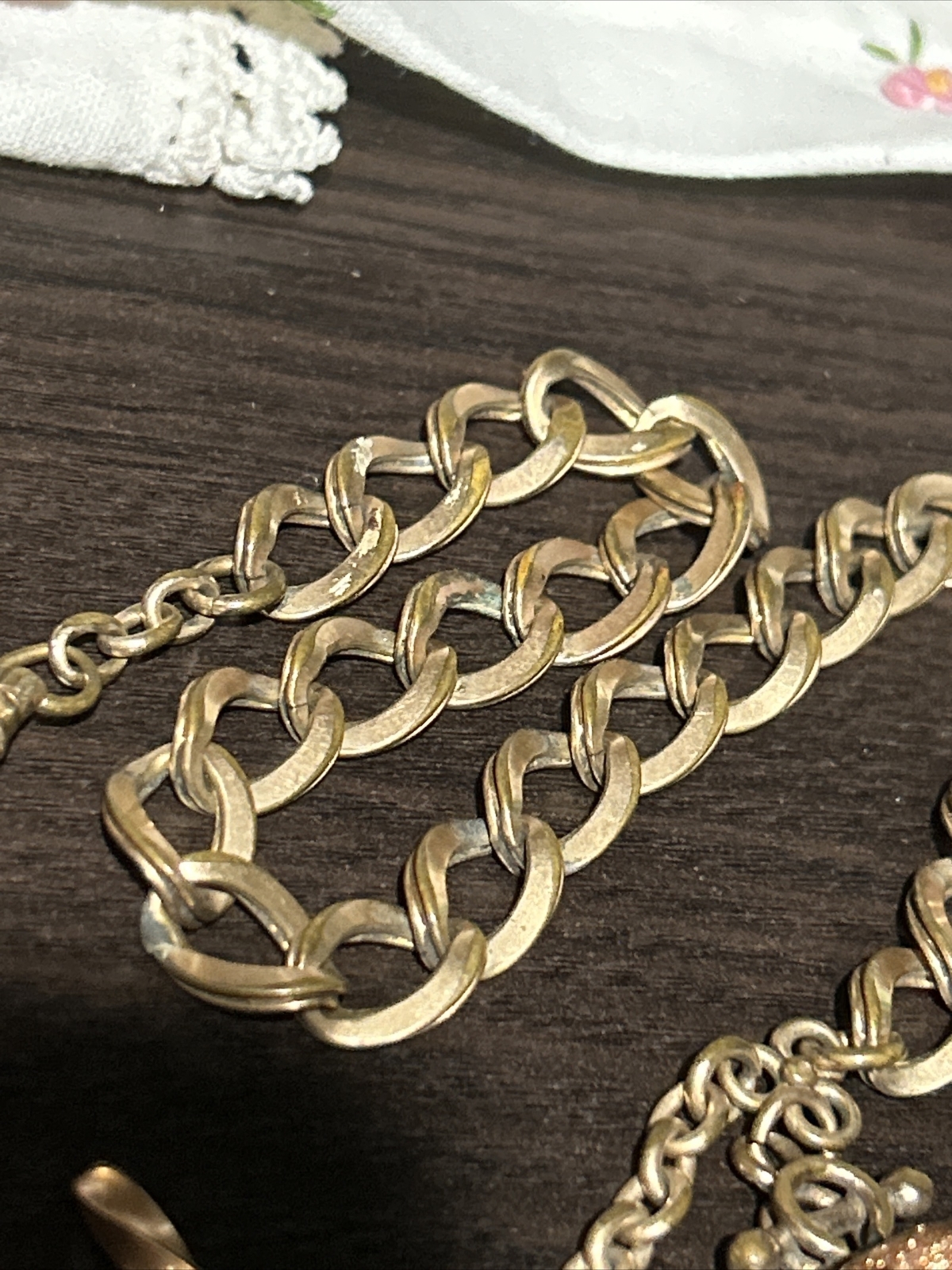 VINTAGE ANTIQUE 12K GF Goldstone Barrel Spinner Fob w 1/10 GF Watch