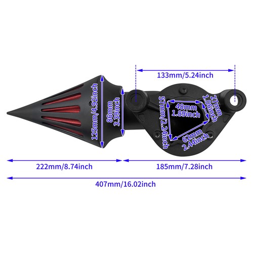 Motorcycle Spike Cone Air Cleaner Black Air Fitler Fit For Sportster XL 04-22 - Bild 3 von 14