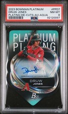 2023 Bowman Platinum Druw Jones Platinum Plating Die-Cuts Aqua /25 PSA 8