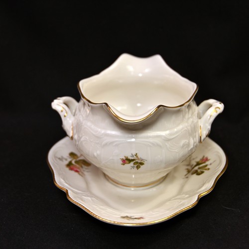 Rosenthal Gravy Boat Classic Moss Rose Red w/Gold 1979-1990 Capacity 16 Ounces - Picture 11 of 19