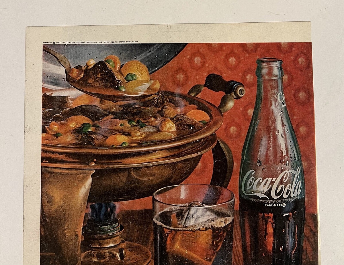Coca-Cola 1962 Print Ad 10x13 Food Table Setting Coke Bottle Mid