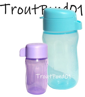TUPPERWARE Eco Bottles Set 2 Small Mini Sports 90mL + 310mL Lilac Purple Blue