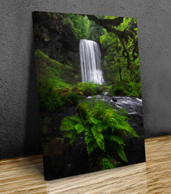 Bridal Veil Falls Green mounted canvas print ready to hang