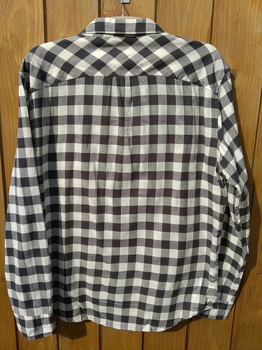 American Eagle Seriously Soft Men's Long Sleeved Black Grey Checked Shirt Size L - Picture 8 of 11