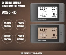 7.5~100VDC 20-50-100A LCD Digital Panel Display Voltmeter Amp Power Watt Meter