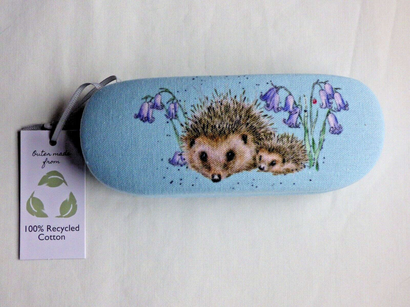 Wrendale Glasses case ""Hedgehugs"" hedgehog with wild flowers by Hannah Dale