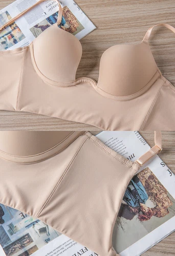 Women Low Back Bra Wire Lifting Deep U Backless Bra With Convertible Clear Strap - Picture 14 of 36