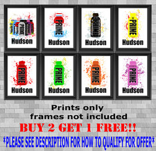 Personalised Prime Drinks KSI Logan Paul Wall Art Print  Poster A5 A4 A3