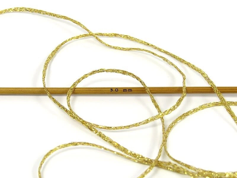 Gold Shimmer Ribbon Floss 80708 Ice Yarns Metallic Braided Flat Ribbon 25gr 174y - Image 3 of 3