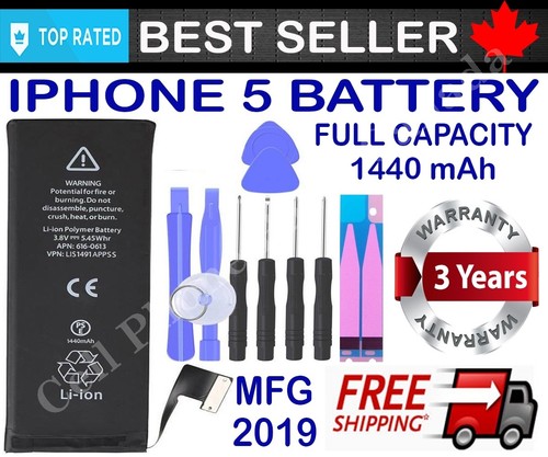 Batterie de remplacement flambant neuve compatible pour iPhone 5 5S 5SE avec outils gratuits - Photo 14 sur 16