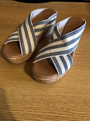 Sonoma Womens Shoes Sandals Wedge Blue Jute Size 10 Retail $59.99 (s-shoe-48)