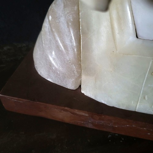 Vintage Alabaster Bust Of Joan Of Arc On Marble Base 8.25" Tall - Picture 6 of 9