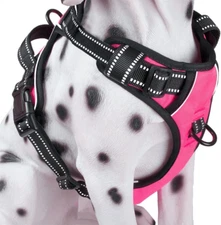 No Pull Dog Harness, Reflective Comfortable Vest Harness with Front & Back 2 Lea