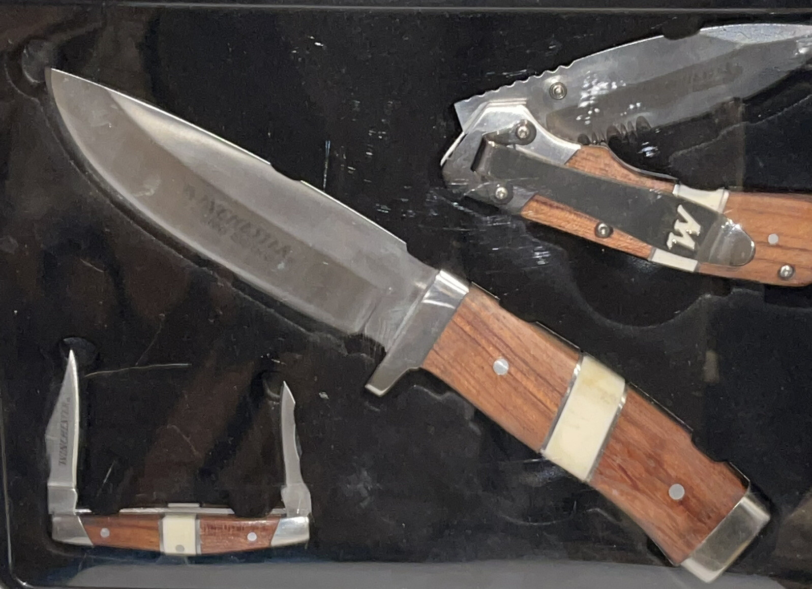 Winchester Limited Edition Bone Wood Inlay handle knife Set COLLECTORS