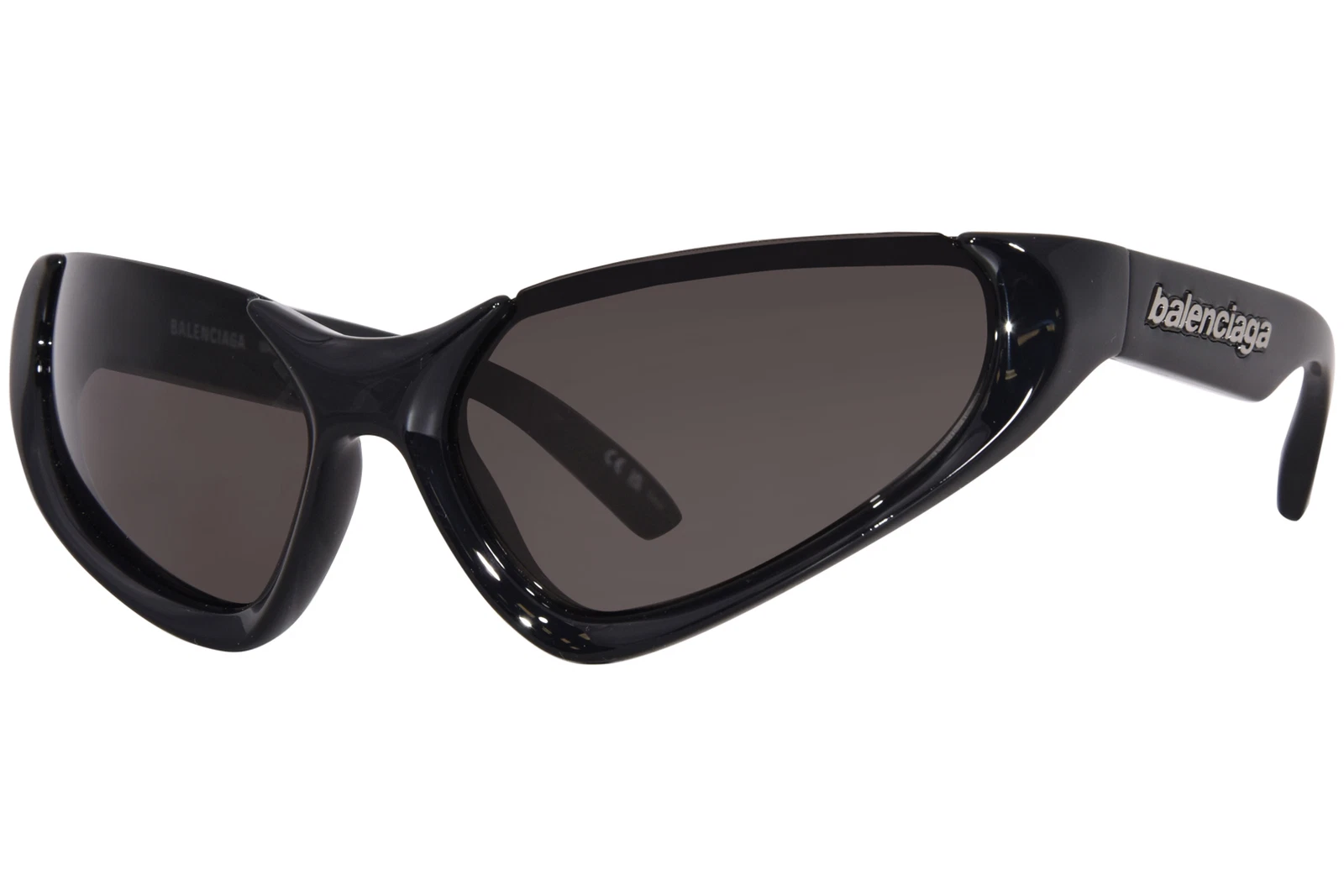 Balenciaga BB0202S 001 Sunglasses Black/Grey Lenses Cat Eye Style 64mm