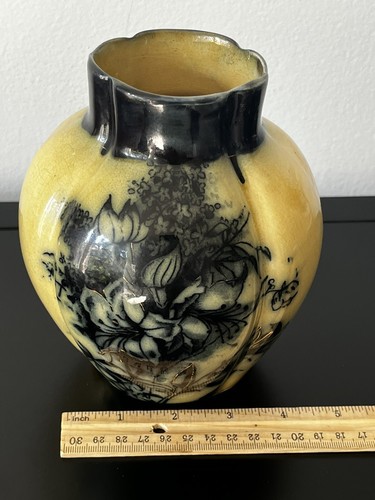 Royal Art Pottery Longton England Vase Gold overlay - Picture 8 of 14