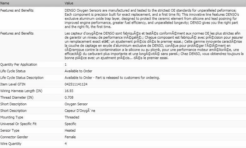 Датчик кислорода Denso Upstream для 2002-2003 CHEVROLET TRABLAZER EXT L6-4,2 л - Изображение 2 из 4