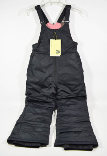 NWT All In Motion Black Pink Fleece Lined Wind Resistant Snow Bibs Pants M (7/8) - Picture 2 of 6