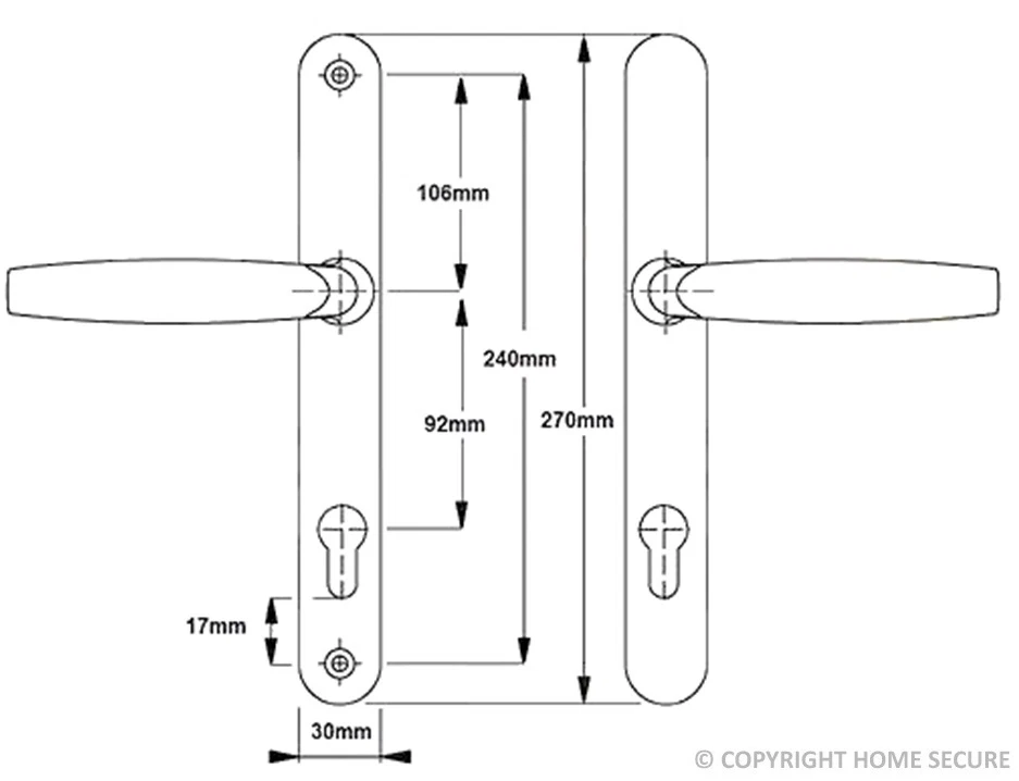 PVC DOOR HANDLES. 92PZ, 240mm Screws. Lever Lever - White, Gold, Silver - Image 2 of 2