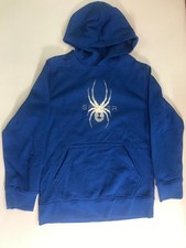 Spyder Boys Youth Pullover Hoodie Blue Graphic Logo Sweatshirt Size M 10/12
