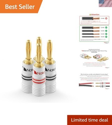 Excel Series 24k Gold Plated Audio Wire Connectors - 4 Pcs for Perfect Clarity