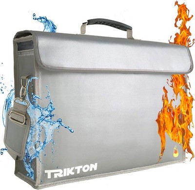 Fireproof and Waterproof Document Bag XXL 17.5X13X5 with Lock TSA for Travel