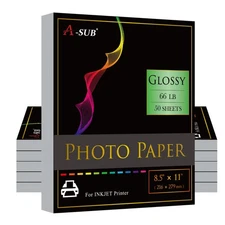 300 PK A-SUB Premium Glossy Photo Paper 8.5x11 66lb Inkjet Printer Canon Epson