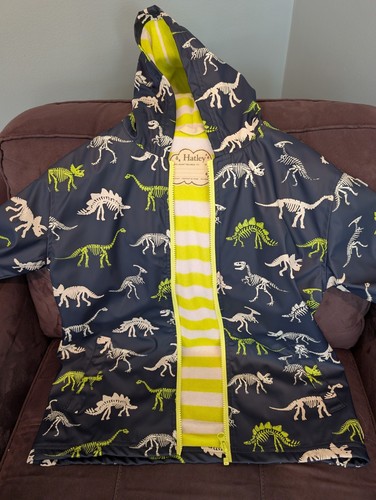 Hatley Kids Rain Coat Jacket Size 10 Blue Dinosaur Print *GREAT CONDITION - Picture 4 of 5