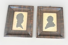 2 Vintage Silohett Pictures In Beautiful Wood Frames
