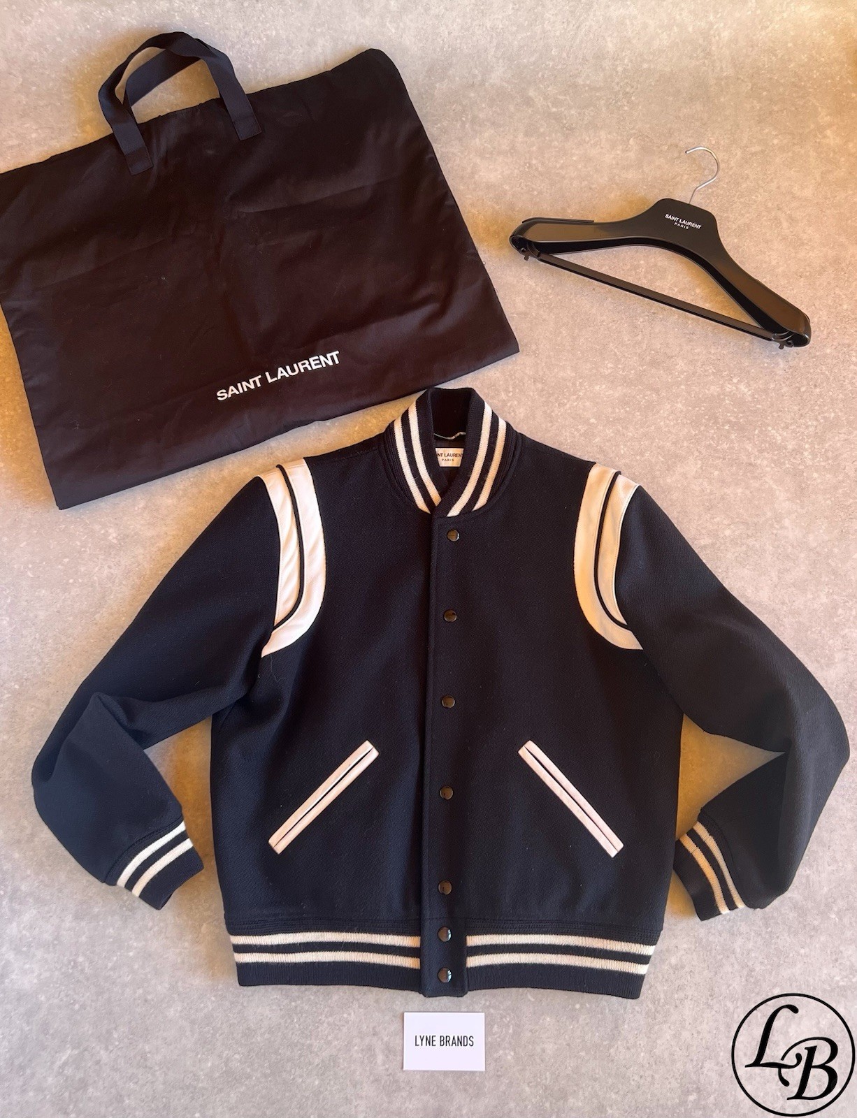 Giacca Teddy Saint Laurent bianca e nera in lana taglia 48 prezzo consigliato £ 2.130