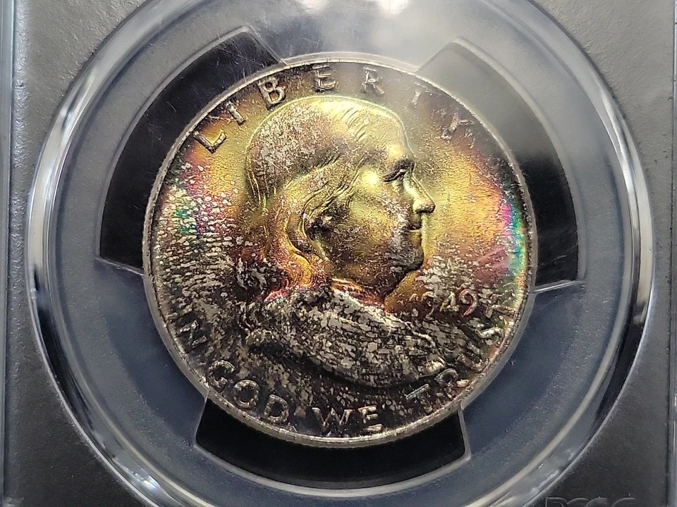 1949 Franklin Half Dollar FS-401 "Bugs Bunny" 50c PCGS MS64+FBL | RAINBOW PLUS - Image 3 of 4