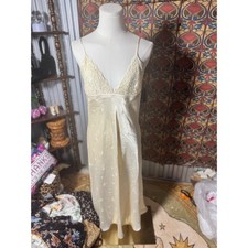 Jones New York Cream Lace Trimmed Floral Slip Dress Medium