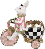 Clayre & Eef 6PR5193 Deko Kaninchen Rosa Weiß Landhausstil 20X11X19 Cm