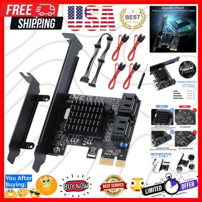 PCI-E X1 to SATA 3.0 Controller Card, 4-Port SATA III 6Gbps Expansion Cards, ...