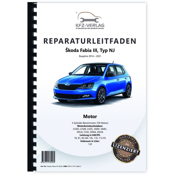 Skoda Fabia Typ Nj (14-21) 3-Zyl. 1,0L Benzinmotor 95-115 Ps Reparaturanleitung-image
