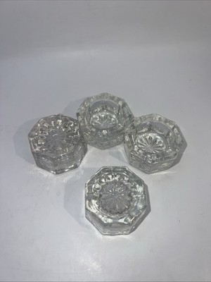 Vintage Crystal Clear Salt Cellars 2  Lot Of 4