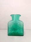 Vintage MCM Blenko Teal Glass Double Spout Water Bottle Carafe Pitcher