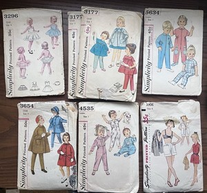 LOT OF 7 VINTAGE GIRLS/TODDLERS SEWING PATTERNS DRESSES PLAYWEAR 60'S COMPLETE