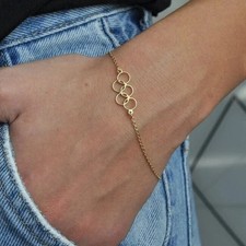 Olympic Necklace 14K Yellow Gold Plated Silver Olympic Sports Bracelet.