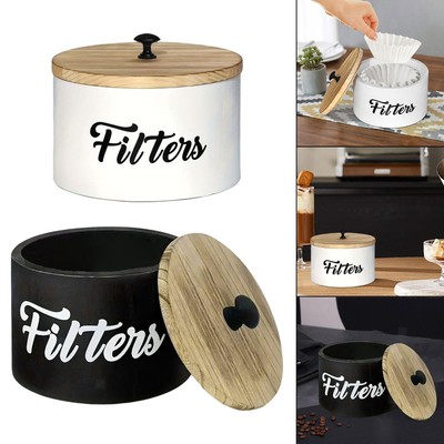 Kaffeefilterbox aus Holz, Vorratsbehälter für Lebensmittel, staubdichte